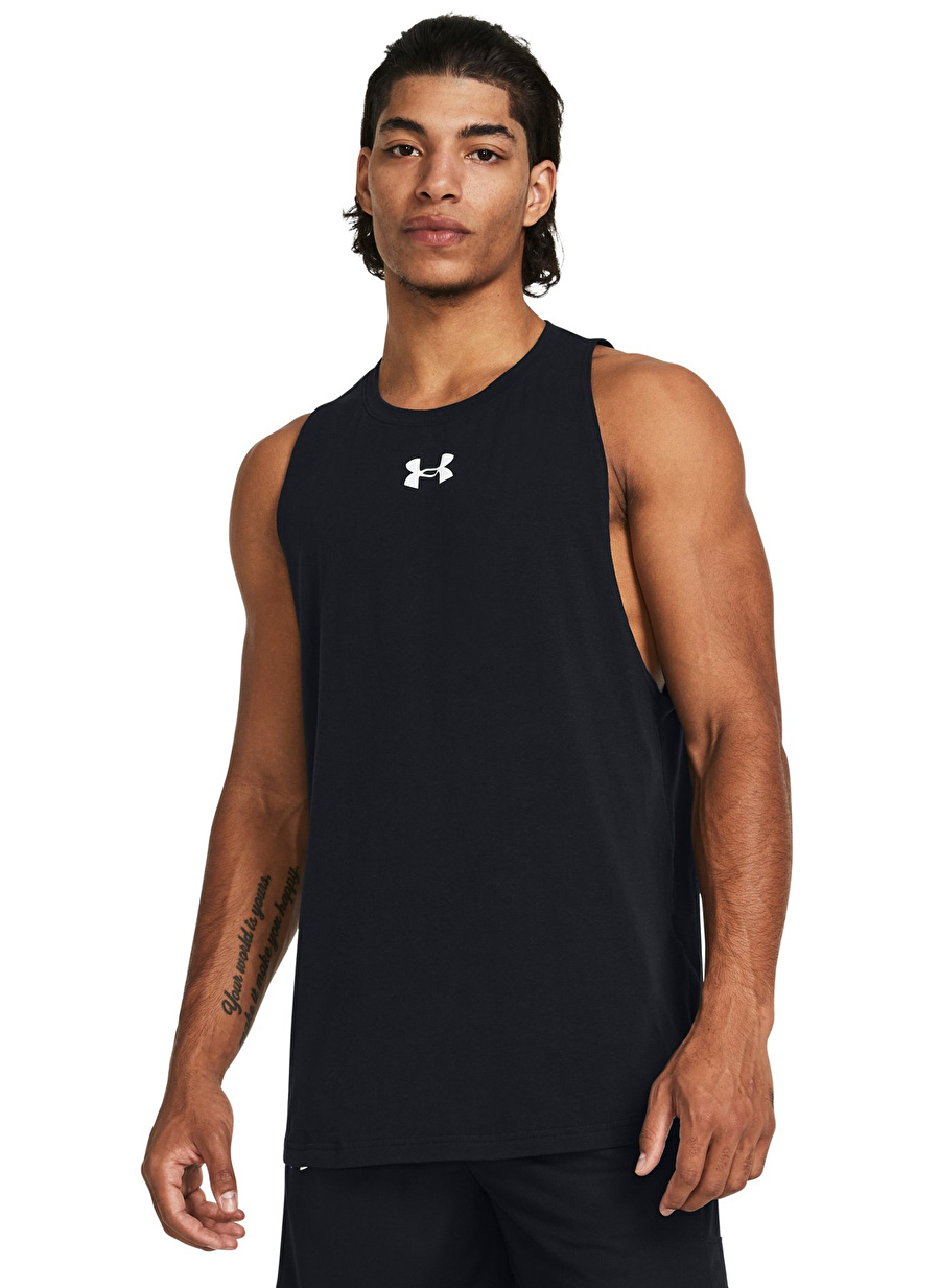 Under Armour Siyah Erkek Bisiklet Yaka Bol Kesim Atlet 1361901-005 UA BASELINE COTTON TANK