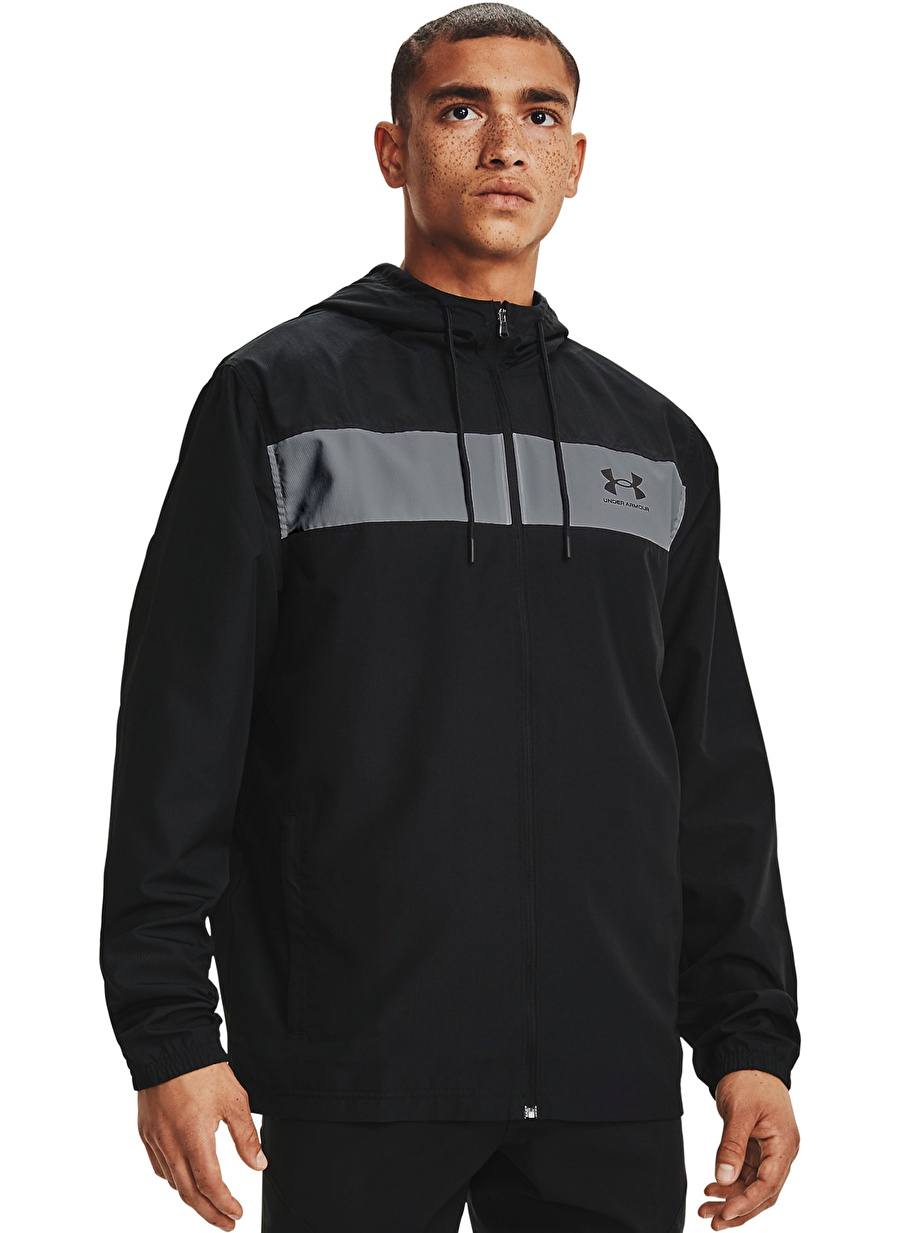 Under Armour 1361621-001 UA SPORTSTYLE WINDBREAK Siyah Erkek Kapüşon Yaka Oversize Rüzgarlık