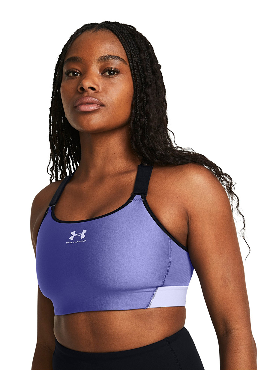 Under Armour 1379195-561 UA HeatGear High Mor Kadın Bisiklet Yaka Çok Dar Kalıp Sporcu Sütyeni