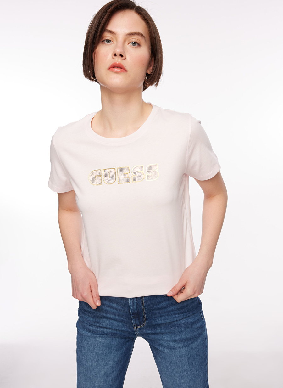 Guess Bisiklet Yaka Pembe Kadın T-Shirt W4RI30I3Z14-A60W