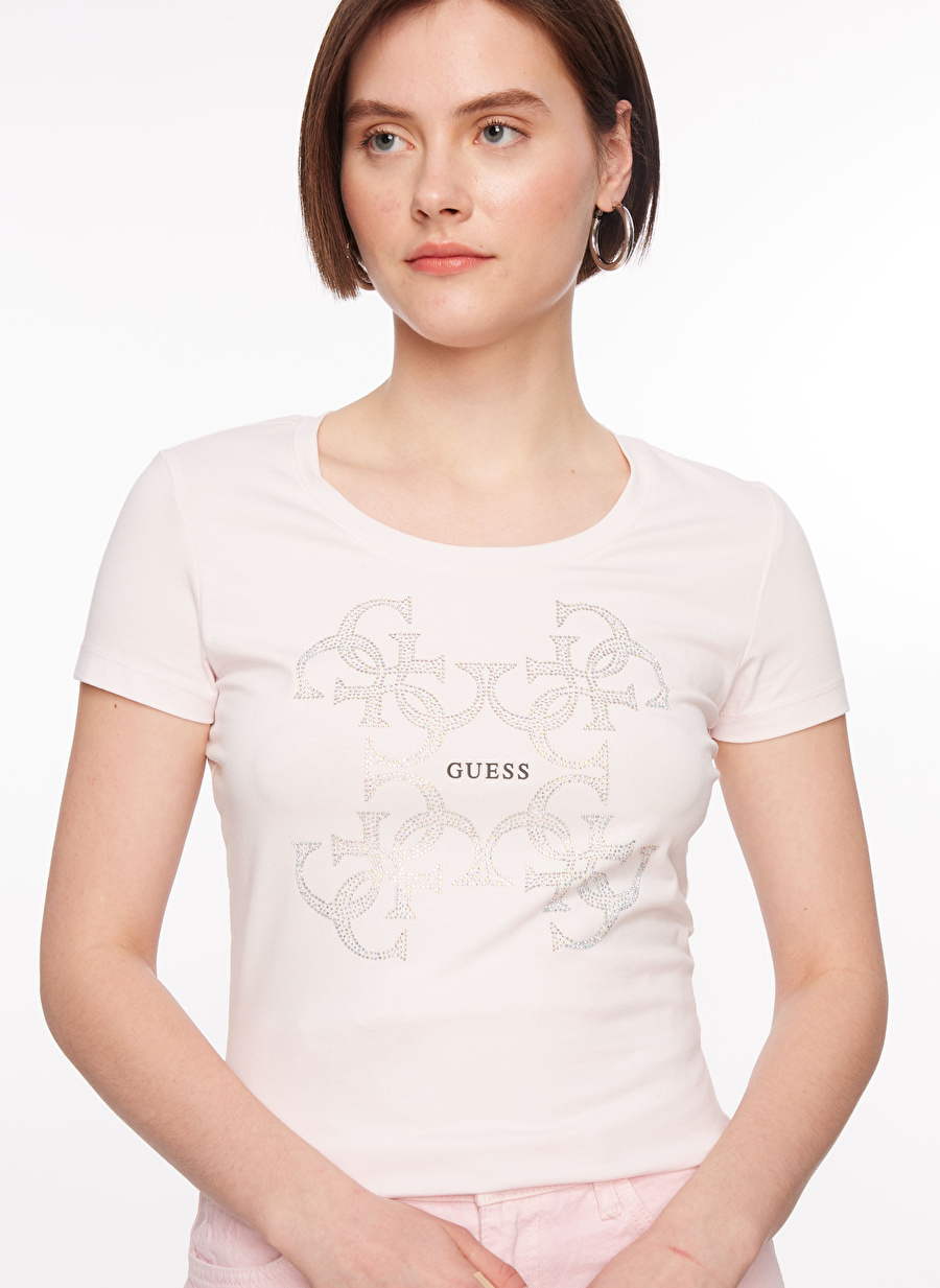 Guess Bisiklet Yaka Pembe Kadın T-Shirt W4RI35J1314-A60W