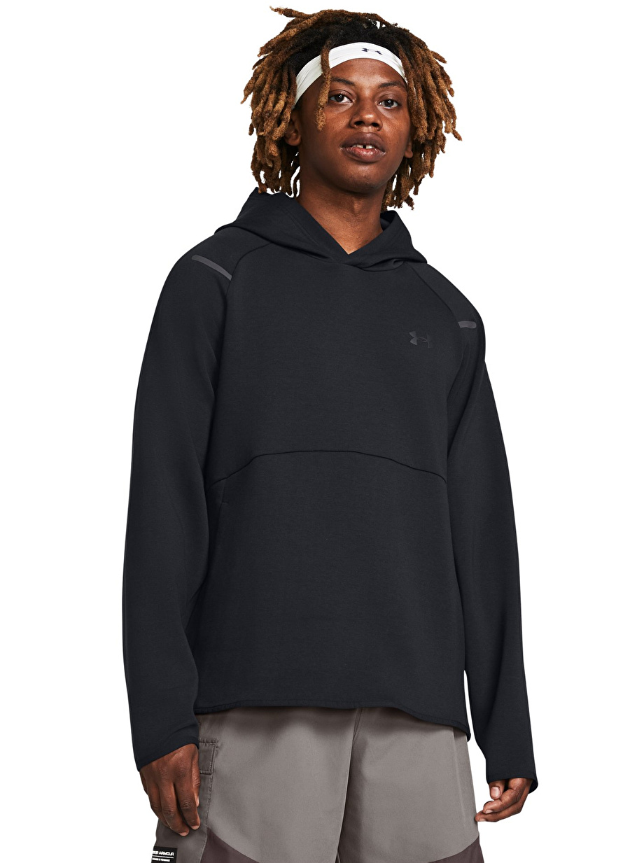 Under Armour 1383042-001 UA Unstoppable Flc HD Siyah Erkek Kapüşon Yaka Oversize Sweatshirt