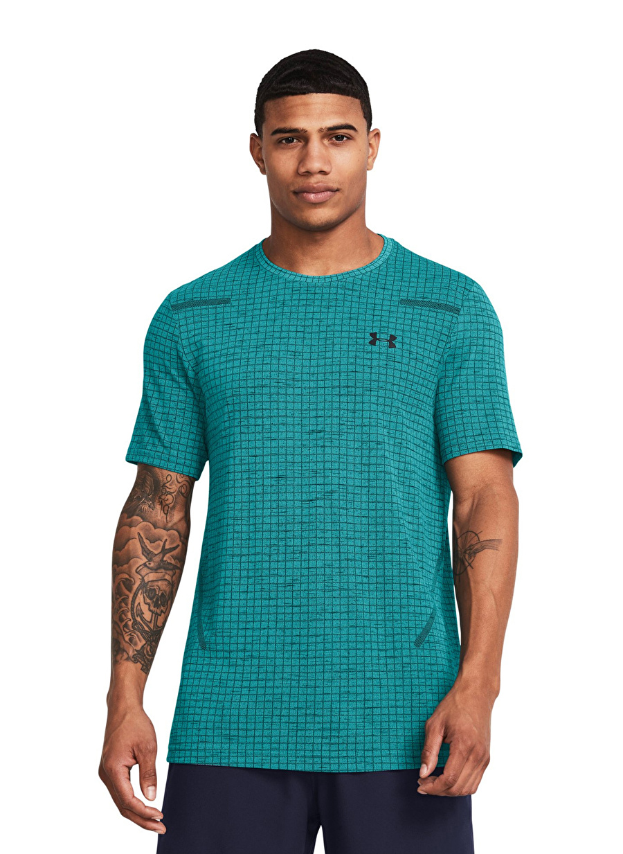 Under Armour 1376921-464 Vanish Seamless Grid SS Petrol Erkek Bisiklet Yaka Slim Fit T-Shirt