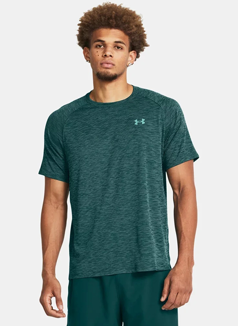 Under Armour Petrol Erkek Bisiklet Yaka Bol Kesim T-Shirt 1382796-449 UA Tech Textured SS