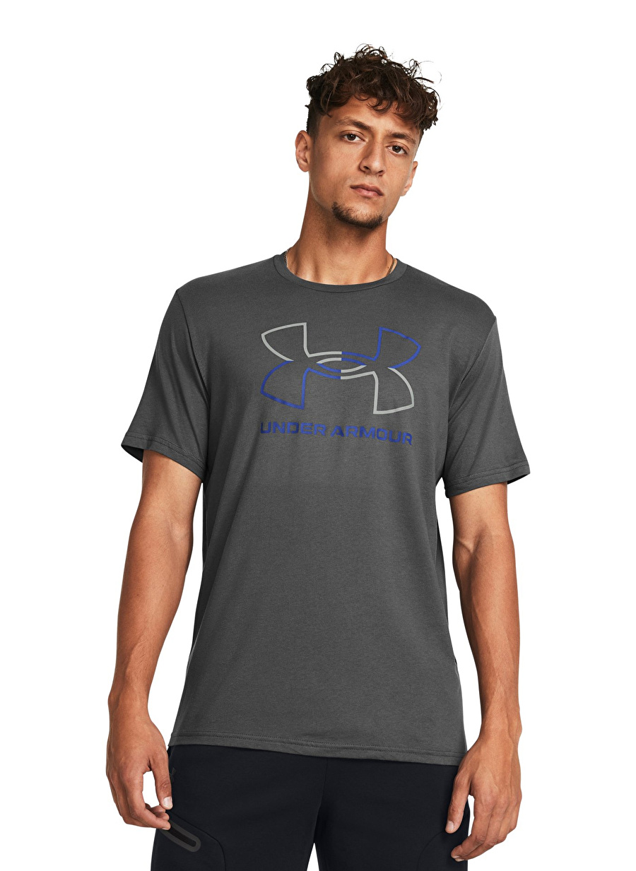 Under Armour 1382915-025 UA GL FOUNDATION UPDATE Gri Erkek Bisiklet Yaka Oversize T-Shirt