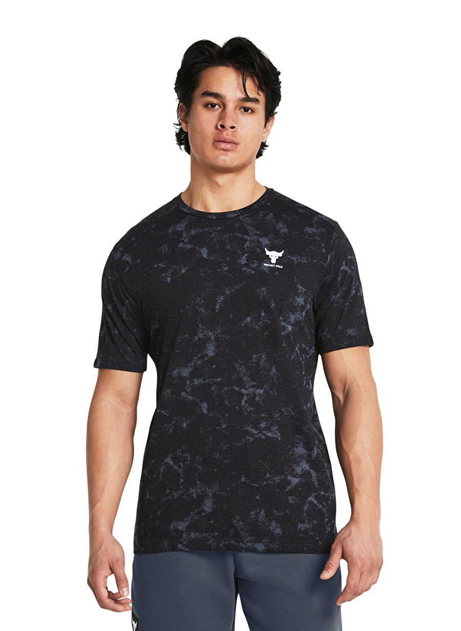 Under Armour 1383194-001 UA Pjt Rck Payof AOP Gr Siyah Erkek Bisiklet Yaka Oversize T-Shirt