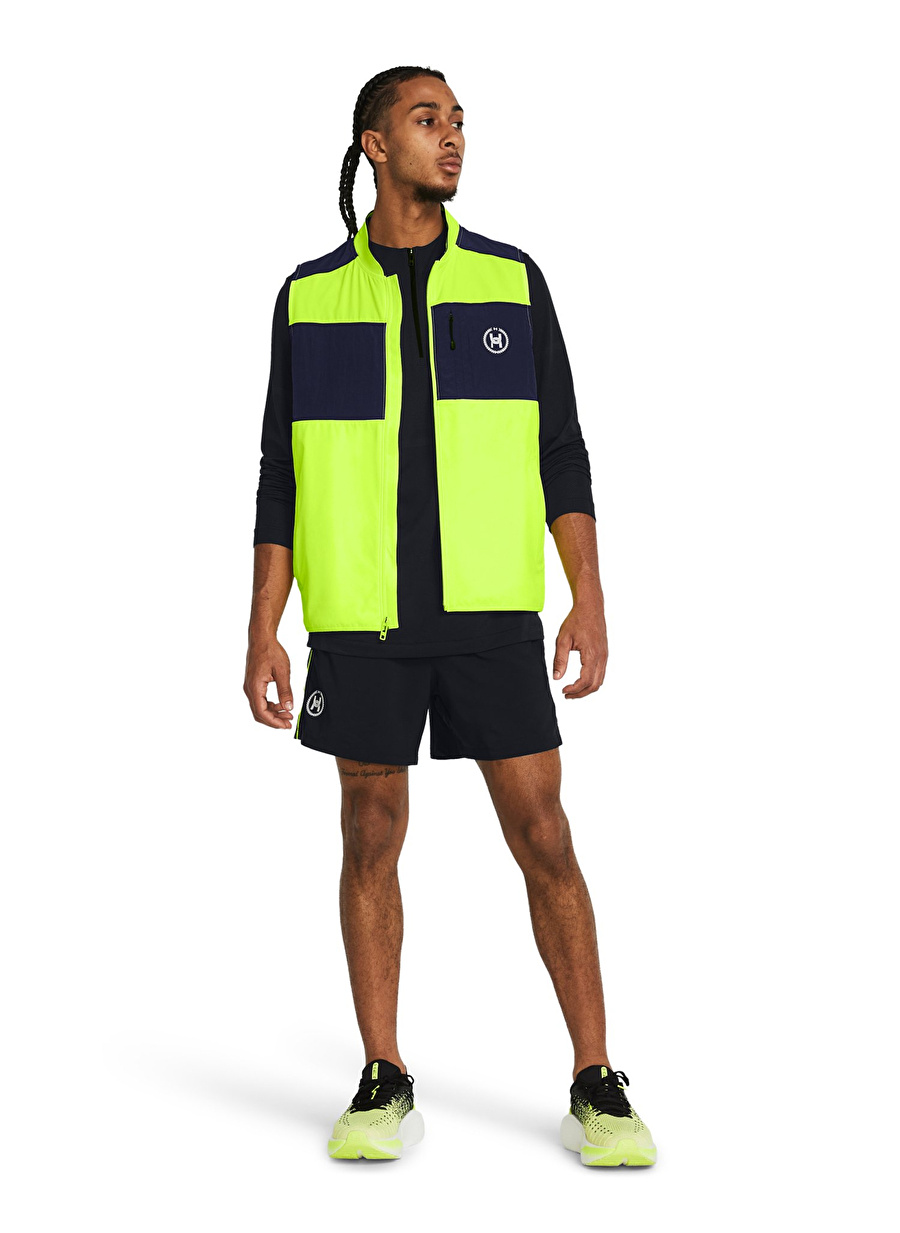 Under Armour 1383238-731 UA RUN ANYWHERE VEST Neon Sarı Erkek Bisiklet Yaka Oversize Yelek