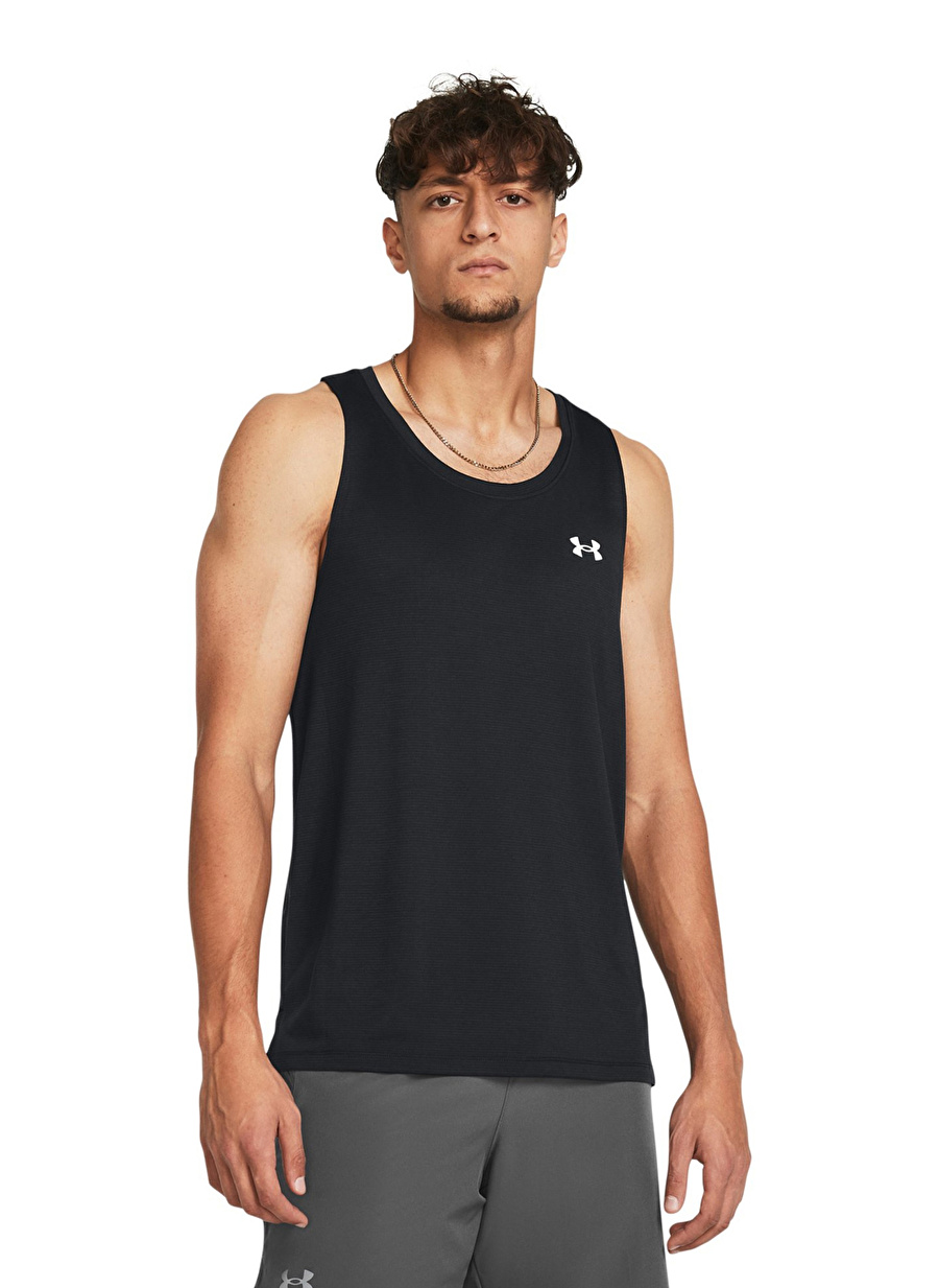 Under Armour 1382585-001 UA Launch Singlet Siyah Erkek Klasik Yaka Bol Kesim Atlet