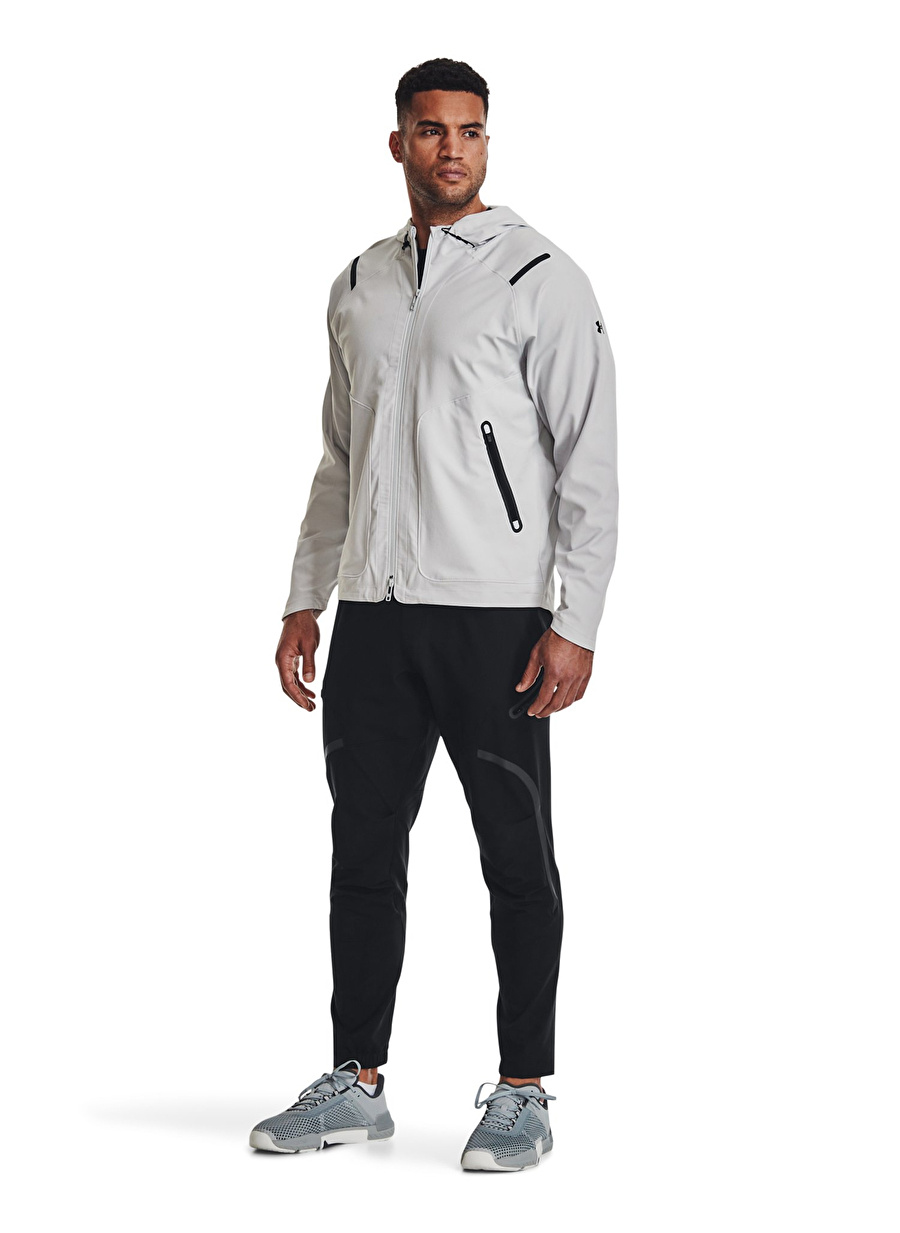 Under Armour 1370494-014 UA Unstoppable Jacket Gri Kapüşon Yaka Bol Kesim Erkek Zip Ceket