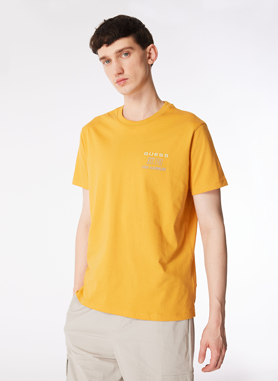 Guess Bisiklet Yaka Düz Karamel Erkek T-Shirt M4GI30I3Z14G3K5_SS CN BACK BOX LOGO