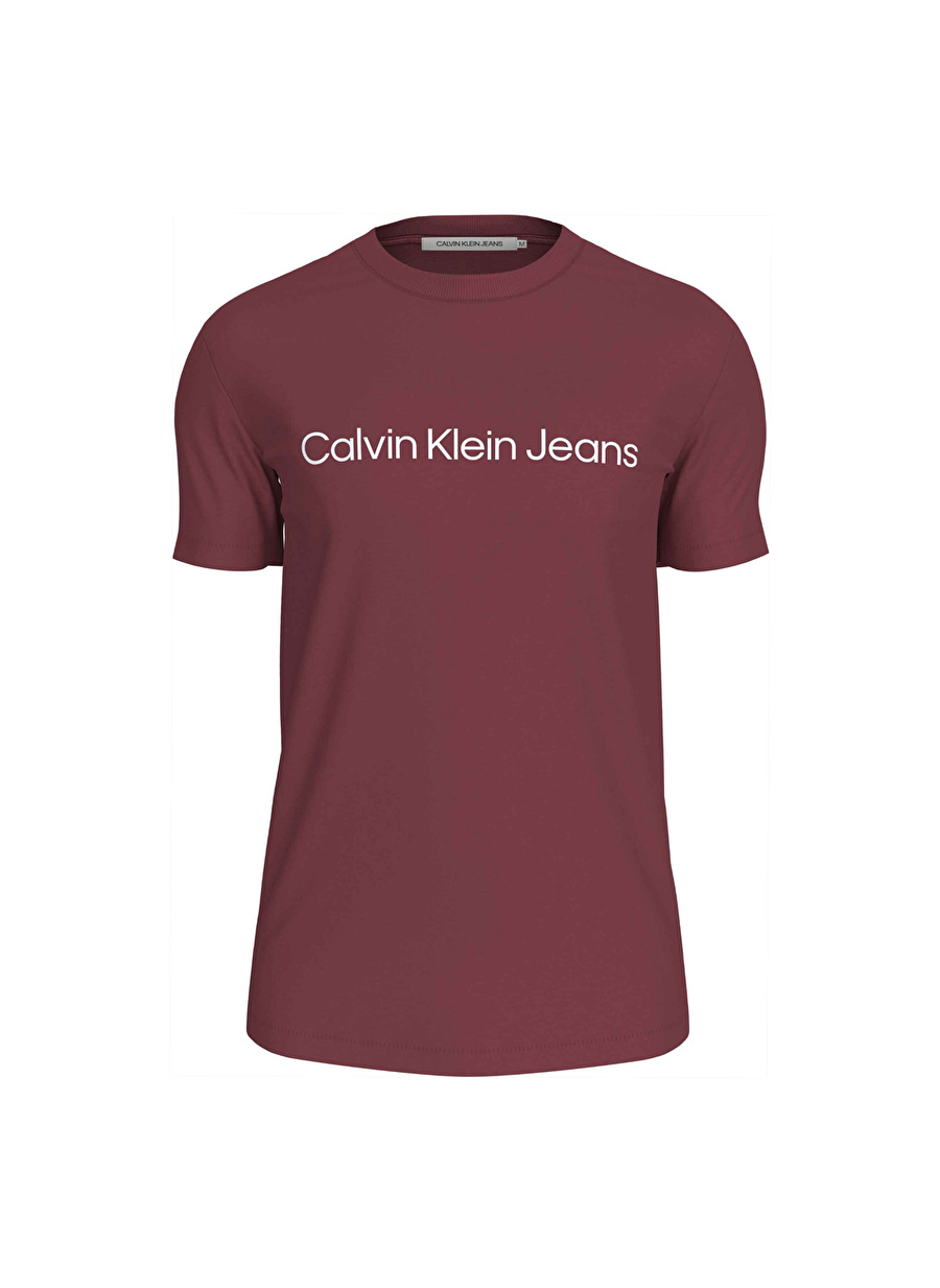 Calvin Klein Jeans Düz Bordo Erkek T-Shirt J30J322344XA0