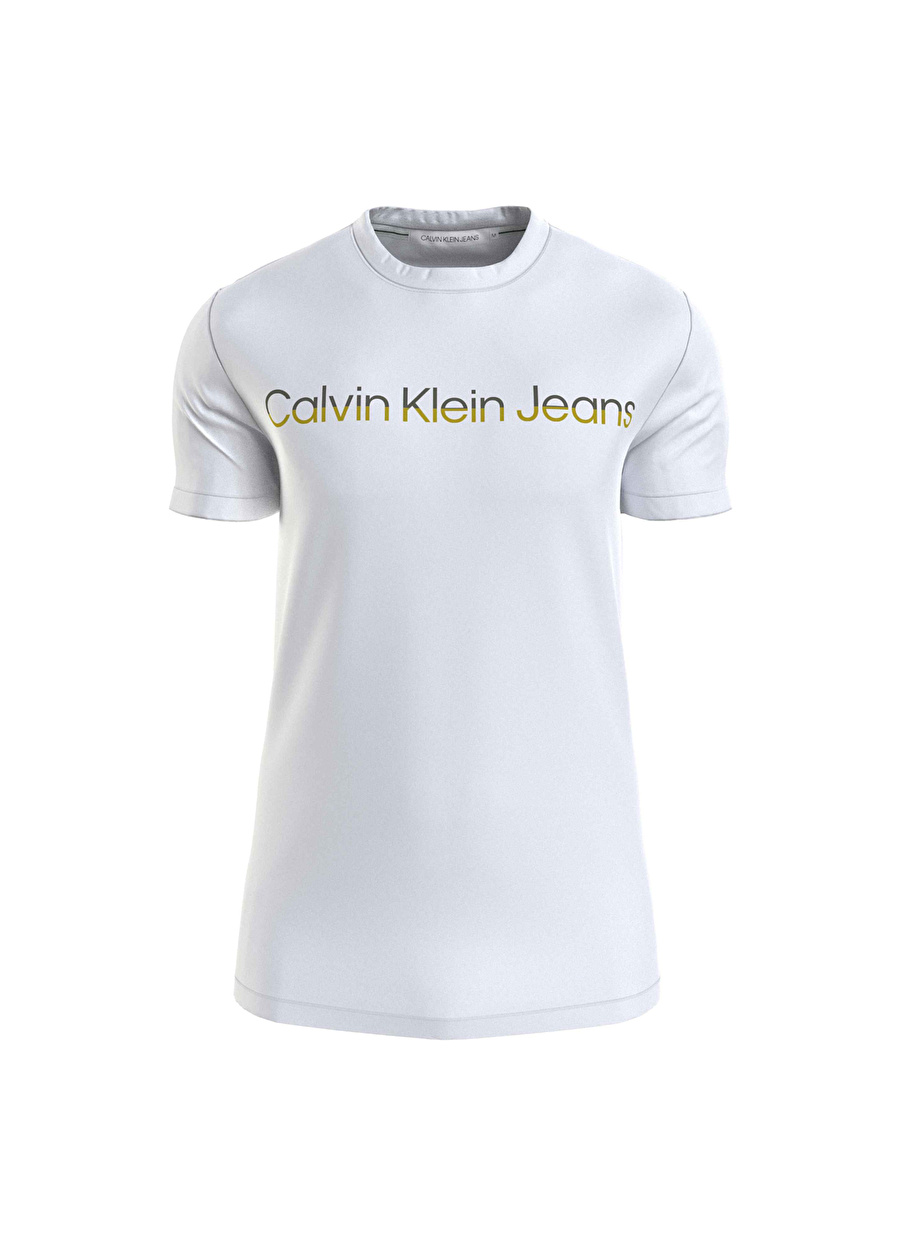 Calvin Klein Jeans Düz Beyaz Erkek T-Shirt J30J324682YAF