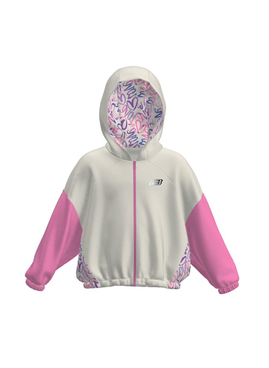 Skechers Desenli Beyaz Kız Çocuk Eşofman Üstü SK241046-102-2Xı Lock G Hoodie