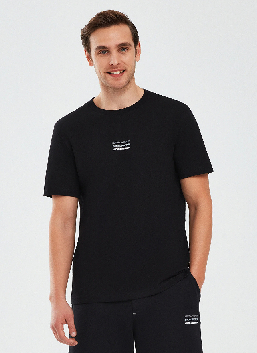 Skechers Siyah Erkek Bisiklet Yaka Regular Fit T-Shirt S241007-001 Essential