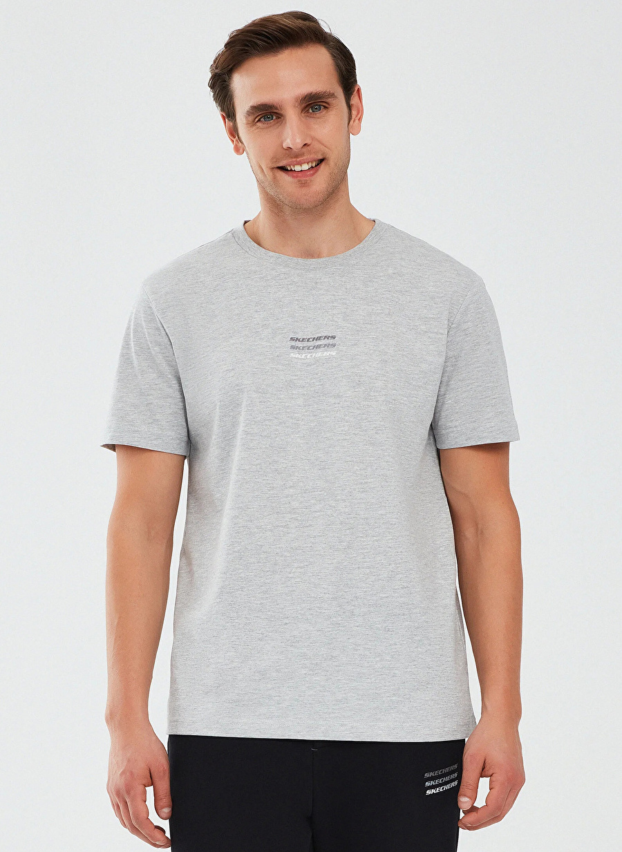 Skechers Gri Melanj Erkek Bisiklet Yaka Regular Fit T-Shirt S241007-036 Essential M