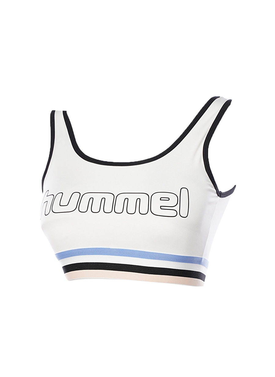 Hummel Beyaz Kadın V Yaka Slim Fit Baskılı Sporcu Sütyeni 911882-9003 HMLCELESSI BRA