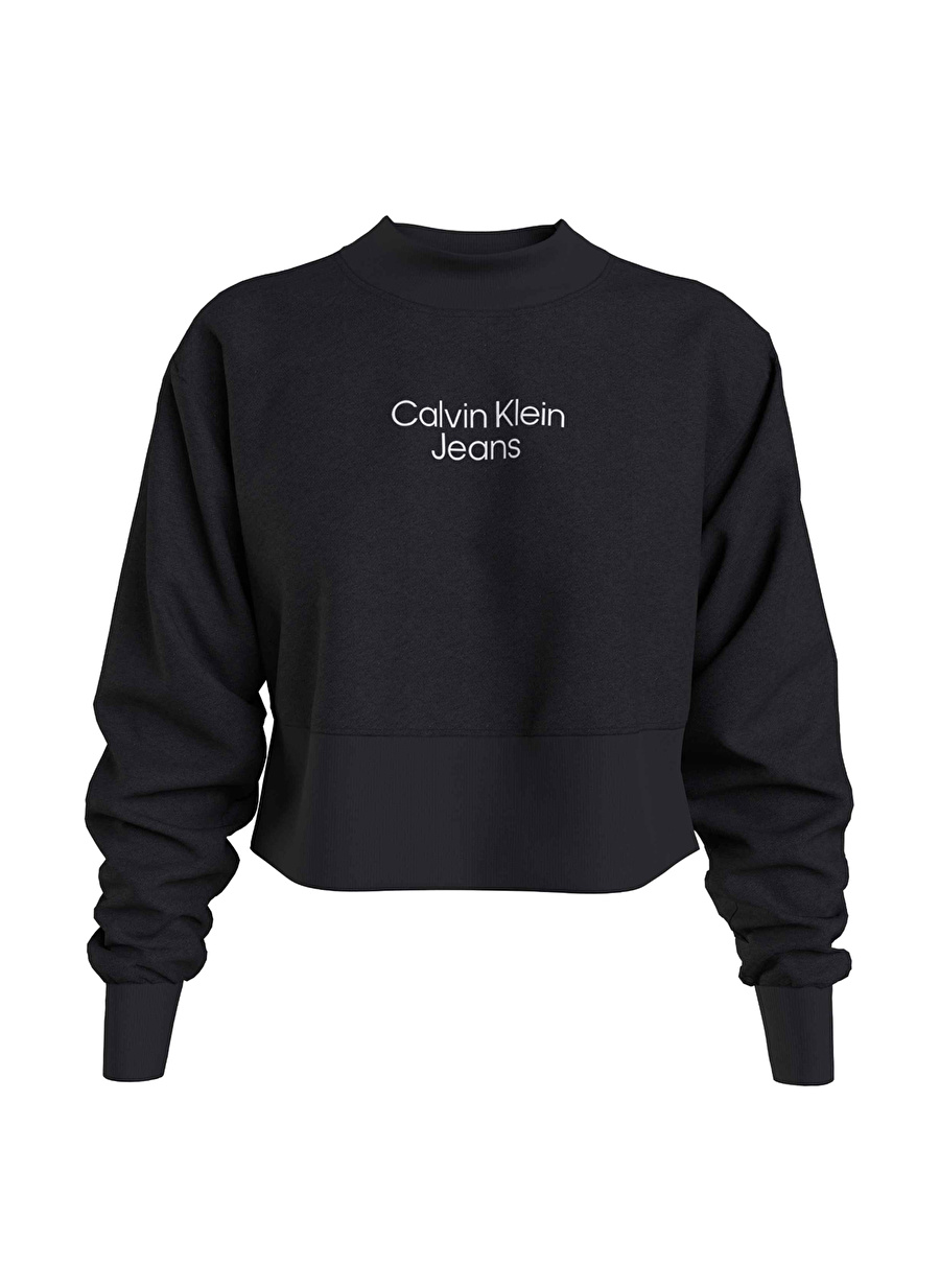 Calvin Klein Jeans Bisiklet Yaka Düz Siyah Kadın Sweatshırt J20J221466BEH