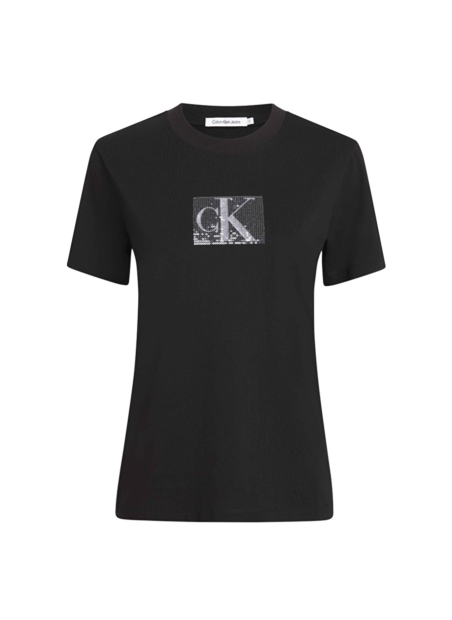 Calvin Klein Jeans Bisiklet Yaka Baskılı Siyah Kadın T-Shirt J20J222961BEH