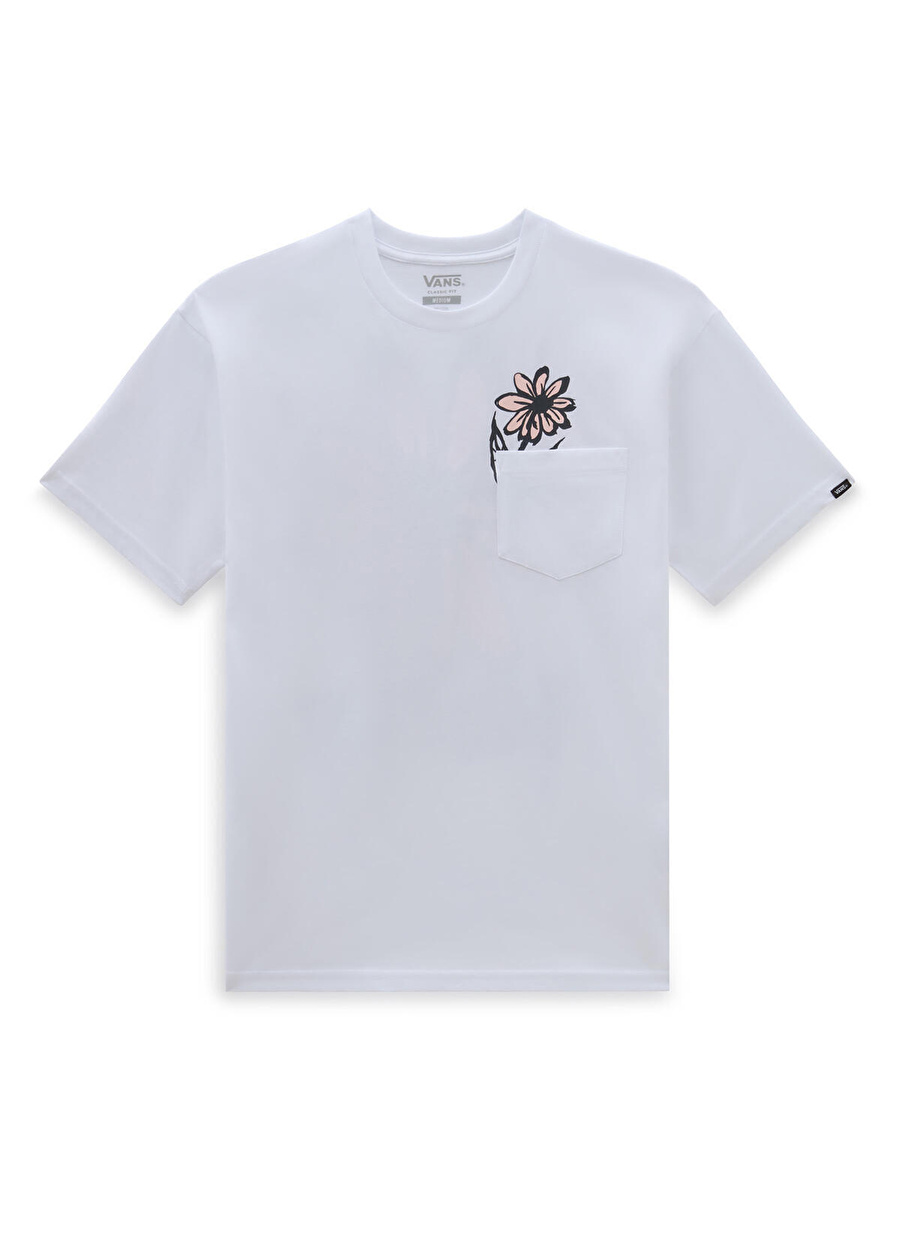 Vans Beyaz Erkek Yuvarlak Yaka Normal Kalıp T-Shirt VN000G5BWHT1 BRUSH PETAL SS TEE