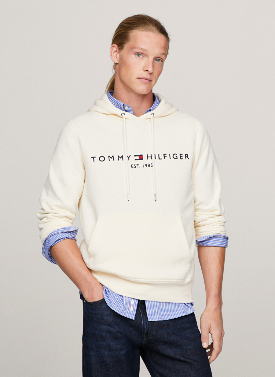 Tommy Hilfiger Kapüşon Yaka Bej Erkek Sweatshırt MW0MW11599