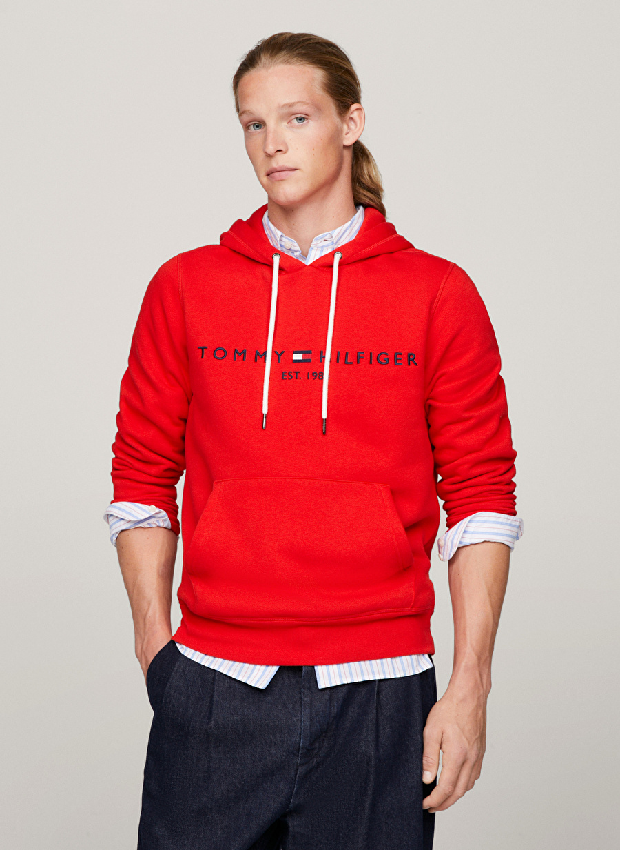 Tommy Hilfiger Kapüşon Yaka Kırmızı Erkek Sweatshırt MW0MW11599