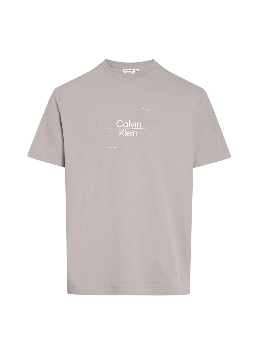 Calvin Klein Bisiklet Yaka Gri Erkek T-Shirt K10K112489PAN