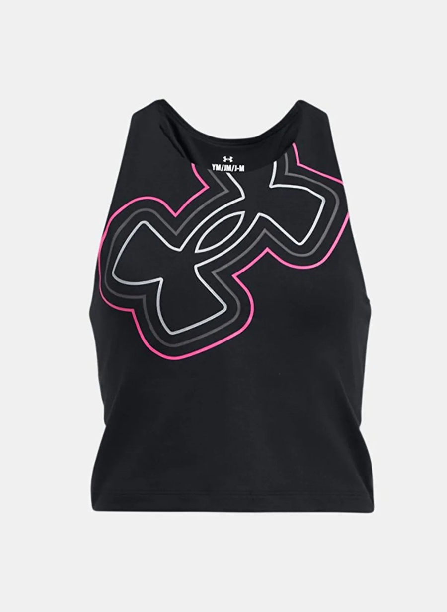 Under Armour Siyah Kız Çocuk Bisiklet Yaka Atlet 1384210-001-Motion Branded Crp Tank