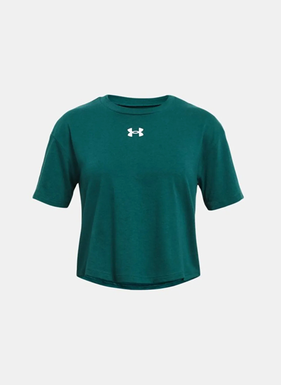 Under Armour Düz Petrol Kız Çocuk T-Shirt 1380878-449-CROP SPORTSTYLE LOGO SS