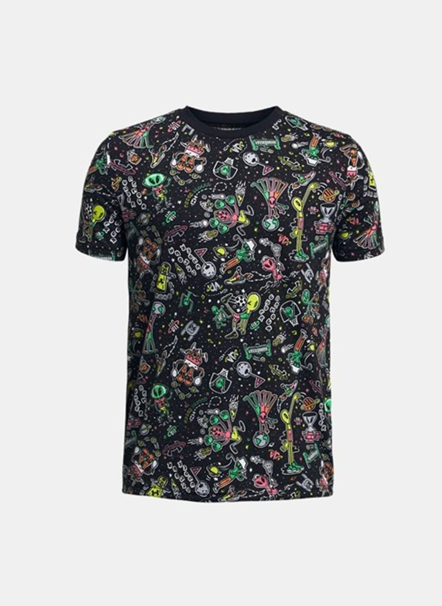 Under Armour Desenli Siyah Erkek T-Shirt 1383597-001-UA ALIEN ALL SPORTS SS