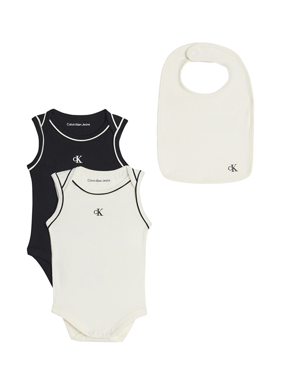 Calvin Klein Bej Bebek Hediye Seti MONOGRAM SLVLS BODY BIB GIFTPACK