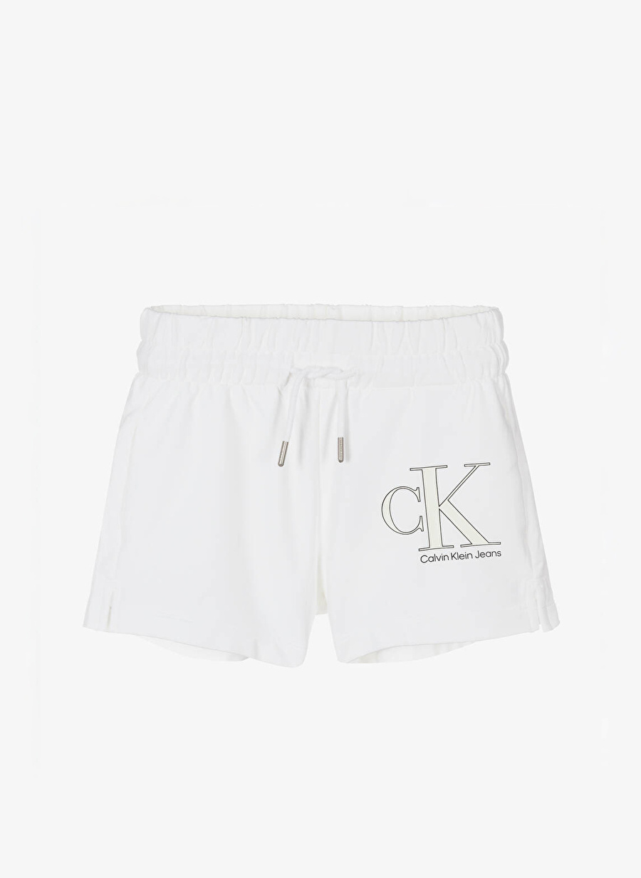 Calvin Klein Normal Beyaz Unisex Şort MONOGRAM LOGO SHORTS