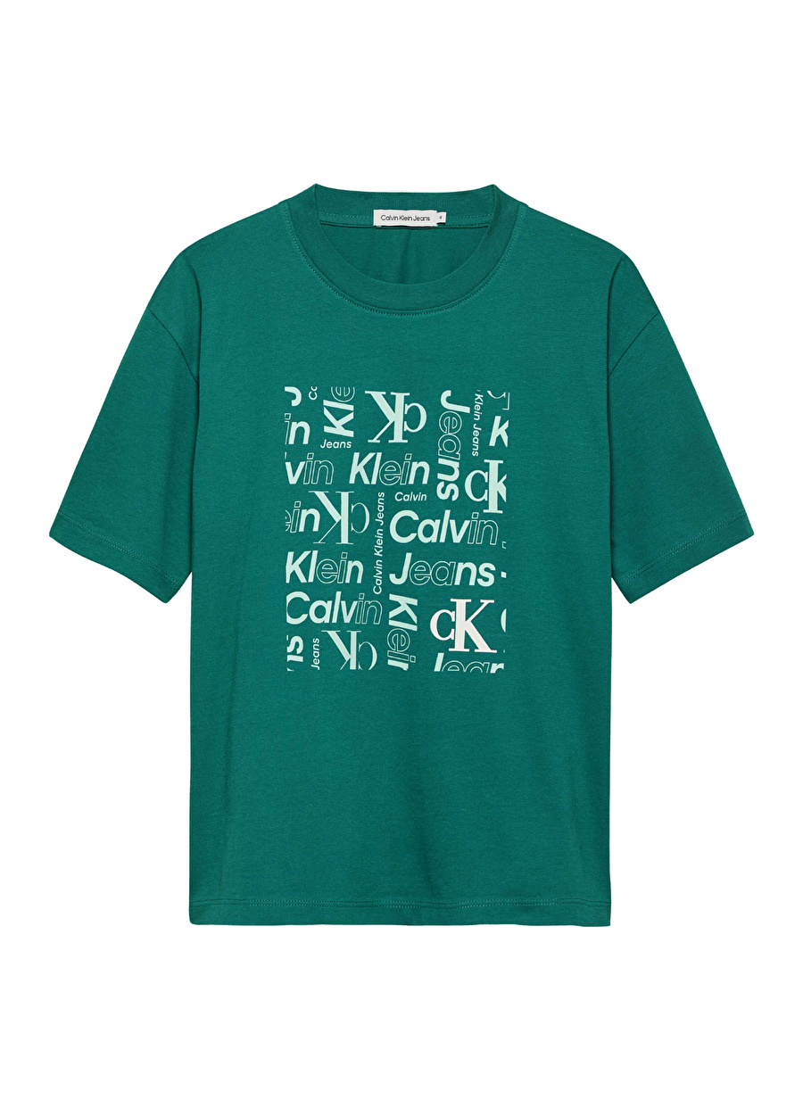 Calvin Klein Baskılı Yeşil Erkek Çocuk T-Shirt INST. CK AOP PLACED BOX T-SHIRT