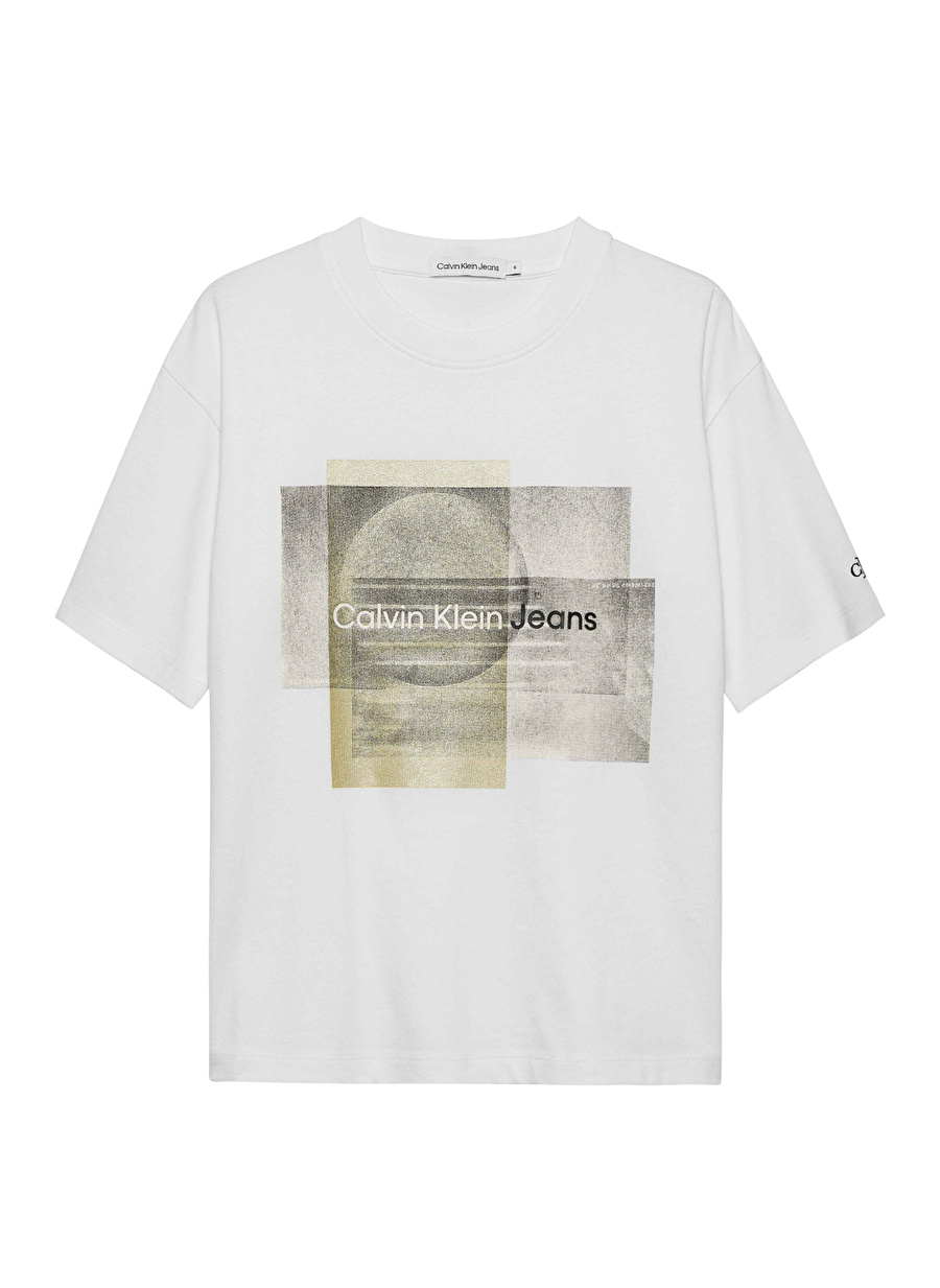 Calvin Klein Baskılı Beyaz Erkek Çocuk T-Shirt LAYERED GRAPHIC RELAXED T-SHIRT