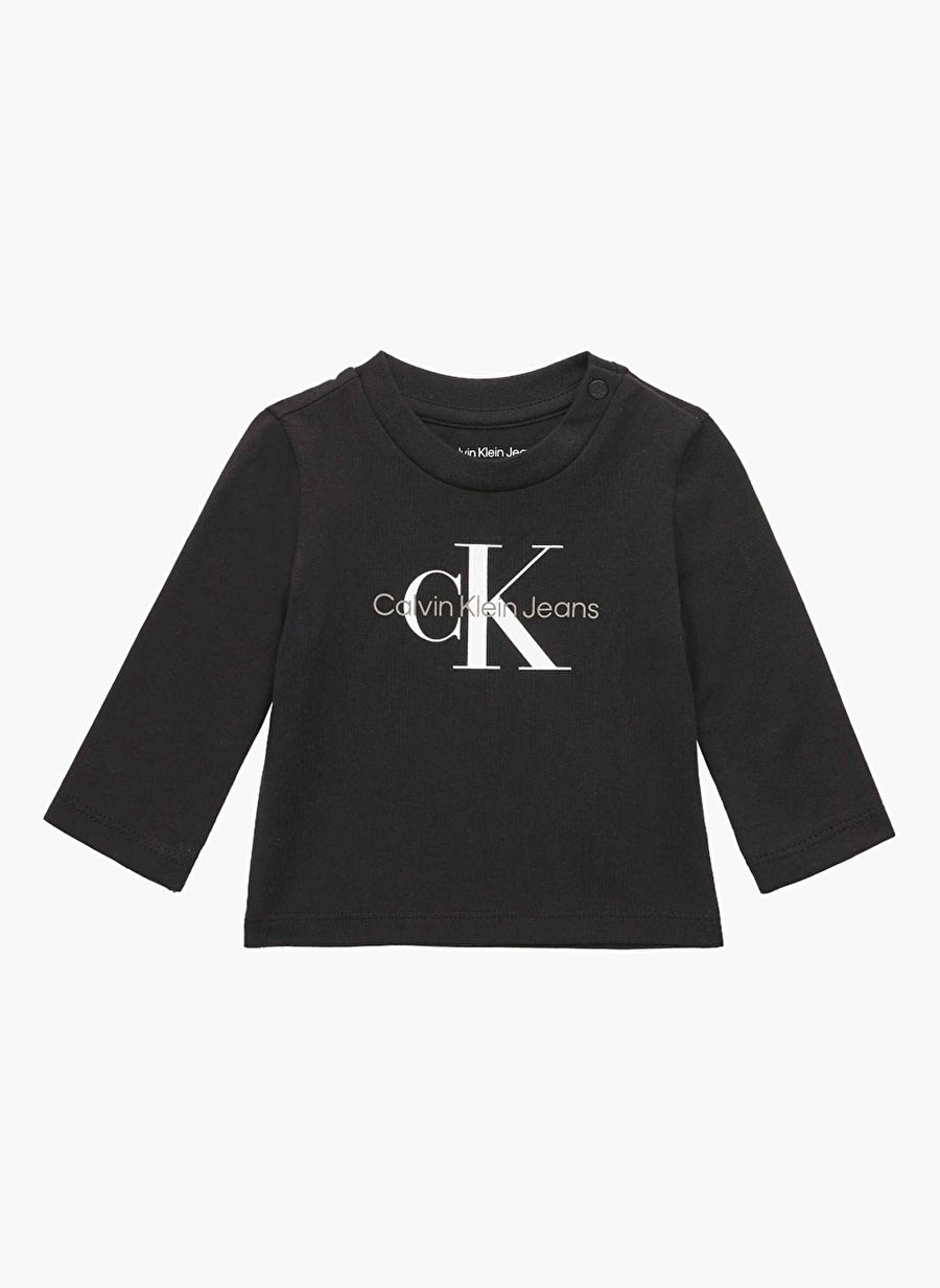 Siyah Bebek Bisiklet Yaka T-Shirt MONOGRAM LS T-SHIRT