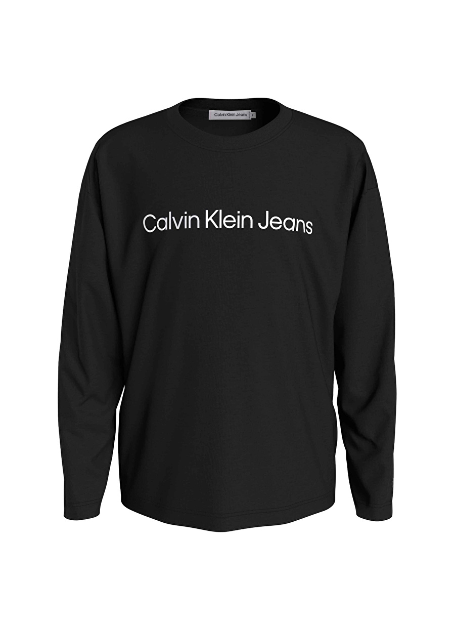 Calvin Klein Siyah Erkek T-Shirt INST. LOGO RELAXED LS T-SHIRT