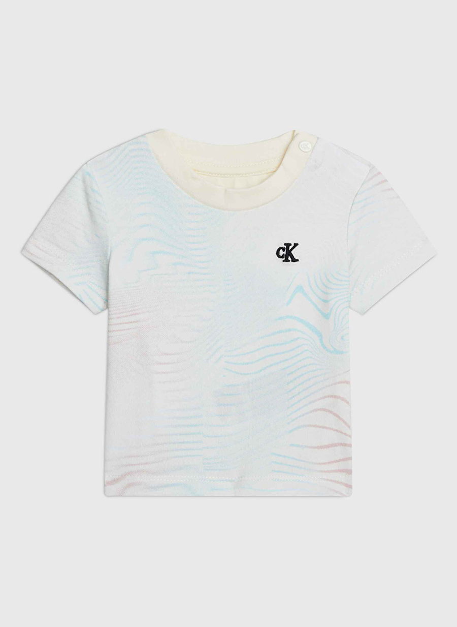 Calvin Klein Baskılı Beyaz Erkek Çocuk T-Shirt MAXI INST.LOGO RLXD SS T-SHIRT