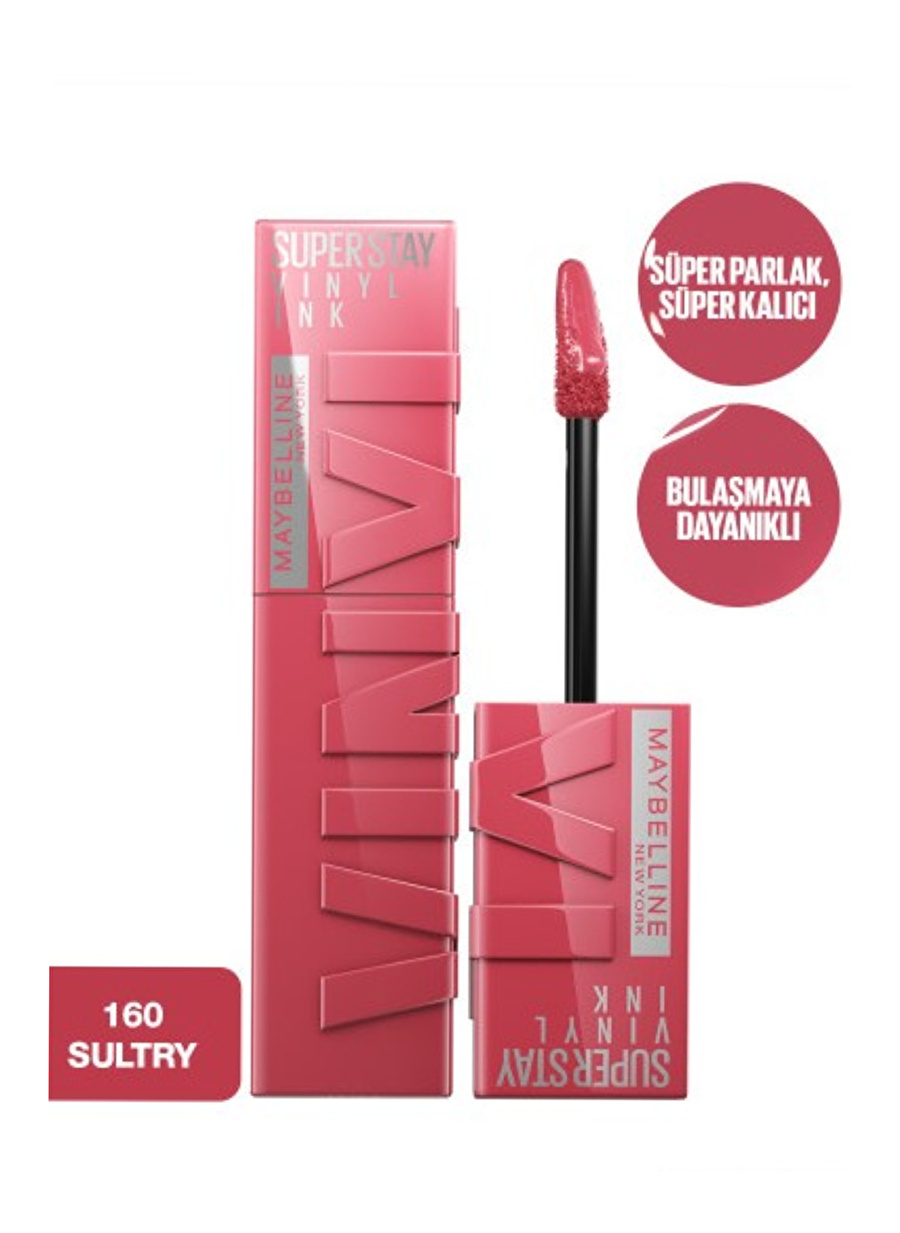 Maybelline New York Super Stay Vinyl Ink Uzun Süre Kalıcı Likit Parlak Ruj - 160 Sultry