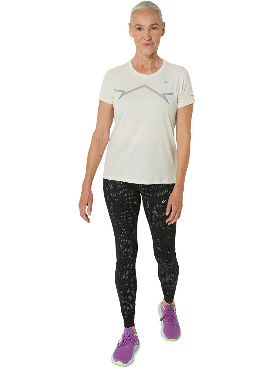 Asics Bej Kadın Bisiklet Yaka Regular Fit Baskılı T-Shirt 2012C938-200LITE-SHOW SS TOP