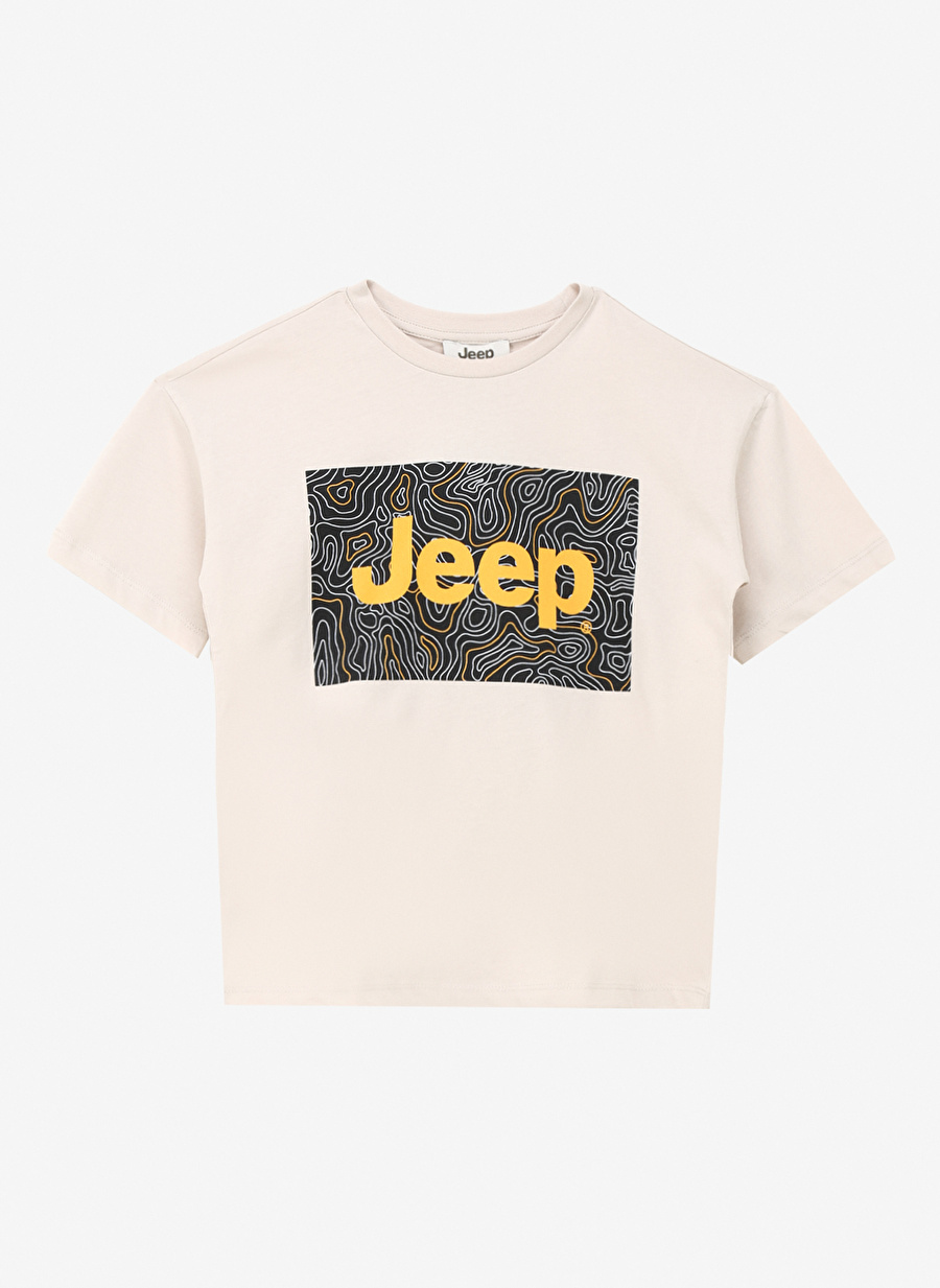 Jeep Taş Erkek Çocuk Bisiklet Yaka Oversized Baskılı T-Shirt C4SB-TST4006