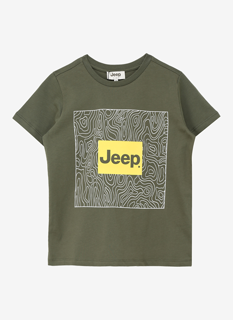 Jeep Haki Erkek Çocuk Bisiklet Yaka Relaxed Baskılı T-Shirt C4SB-TST4091