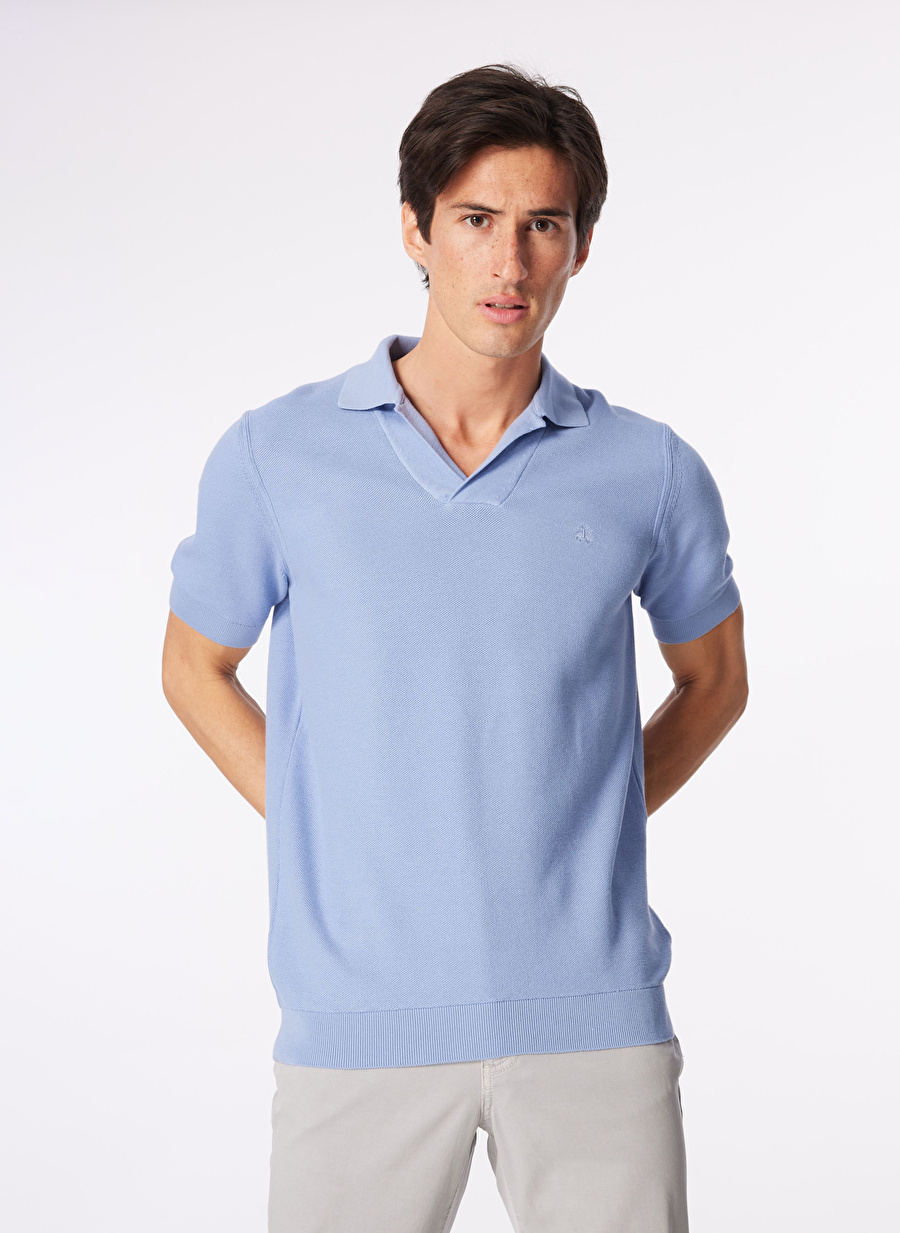 Brooks Brothers Polo Yaka Standart Mavi Erkek Kazak BBSS24MKL012