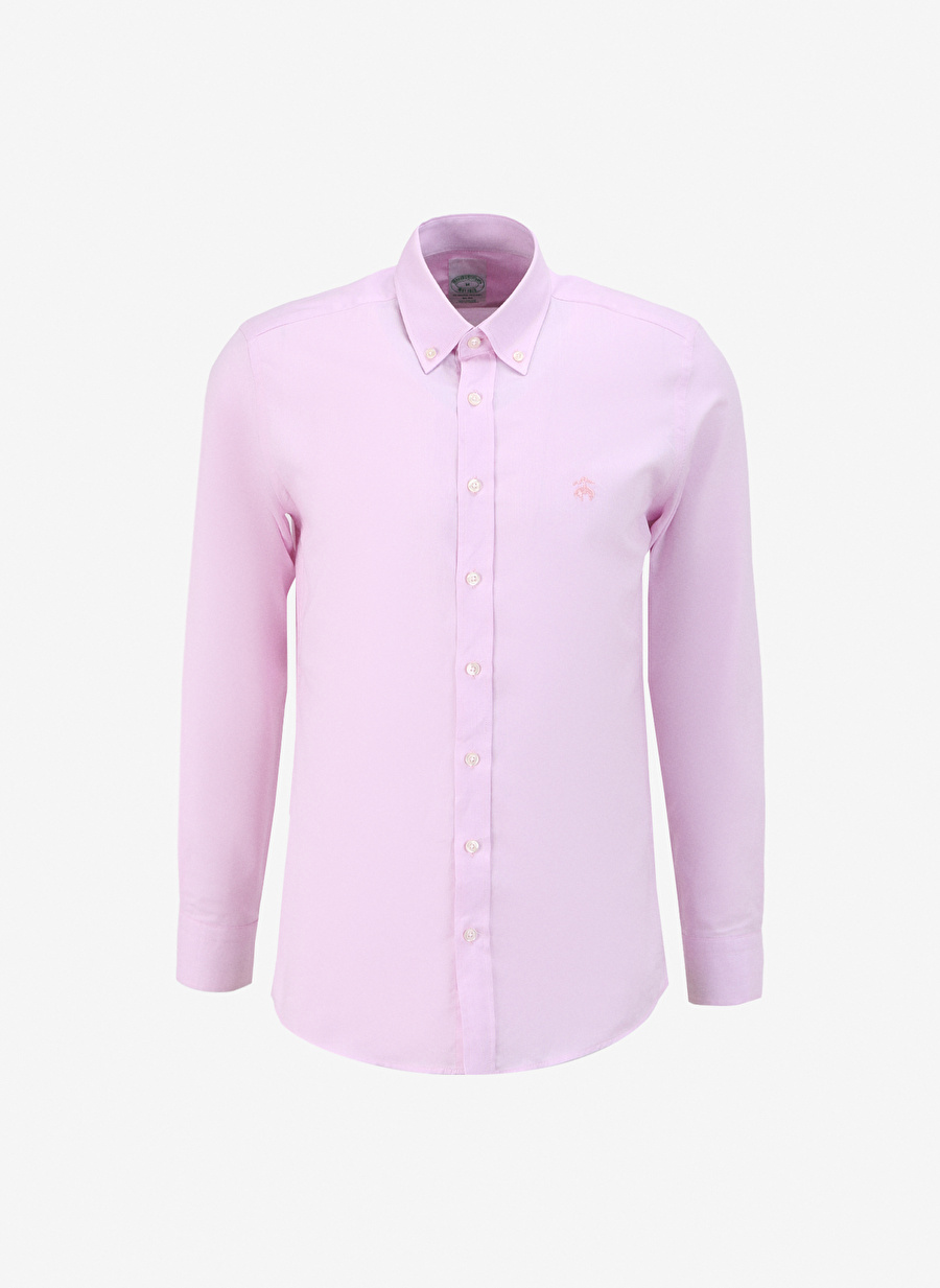 Brooks Brothers Slim Fit Düğmeli Yaka Pembe Erkek Gömlek BBSS24MSH006