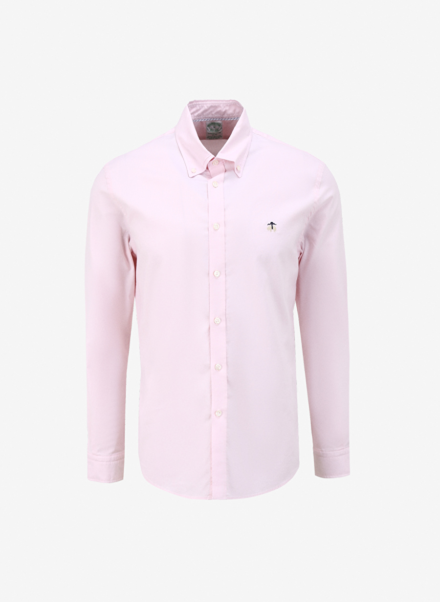 Brooks Brothers Slim Fit Düğmeli Yaka Pembe Erkek Gömlek BBSS24MSH032