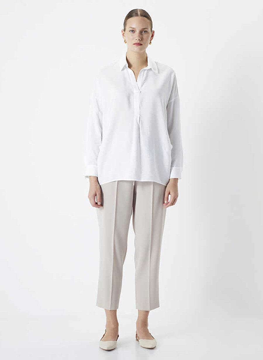 İpekyol Gömlek Yaka Kırık Beyaz Kadın Bluz IS1240025133096