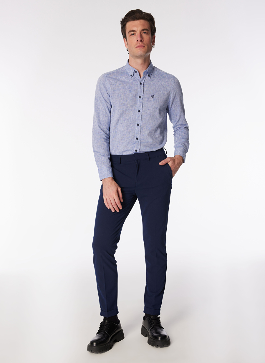 Network Normal Bel Duble Paça Slim Fit Lacivert Erkek Pantolon 1090660