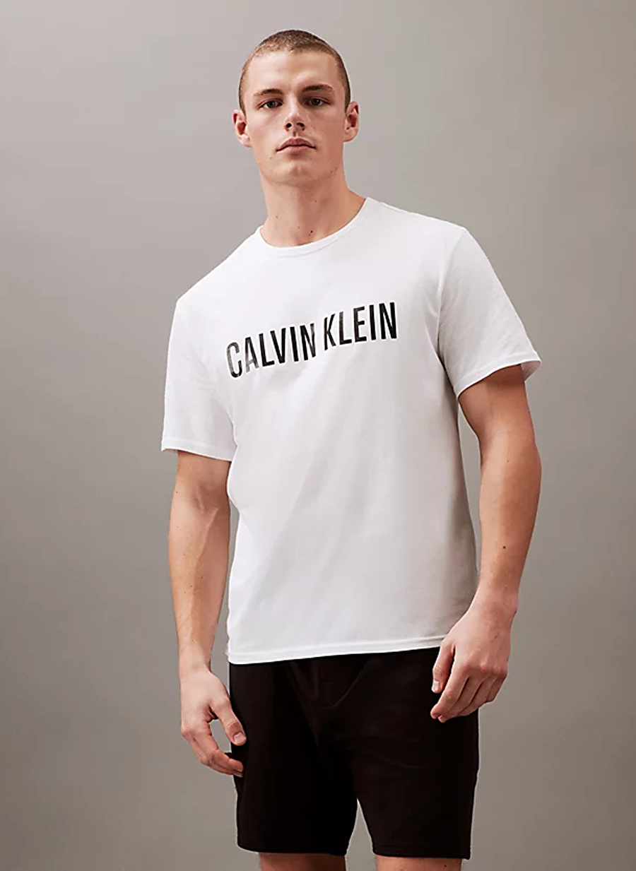 Calvin Klein Bisiklet Yaka Beyaz Erkek T-Shirt 000NM2567E100