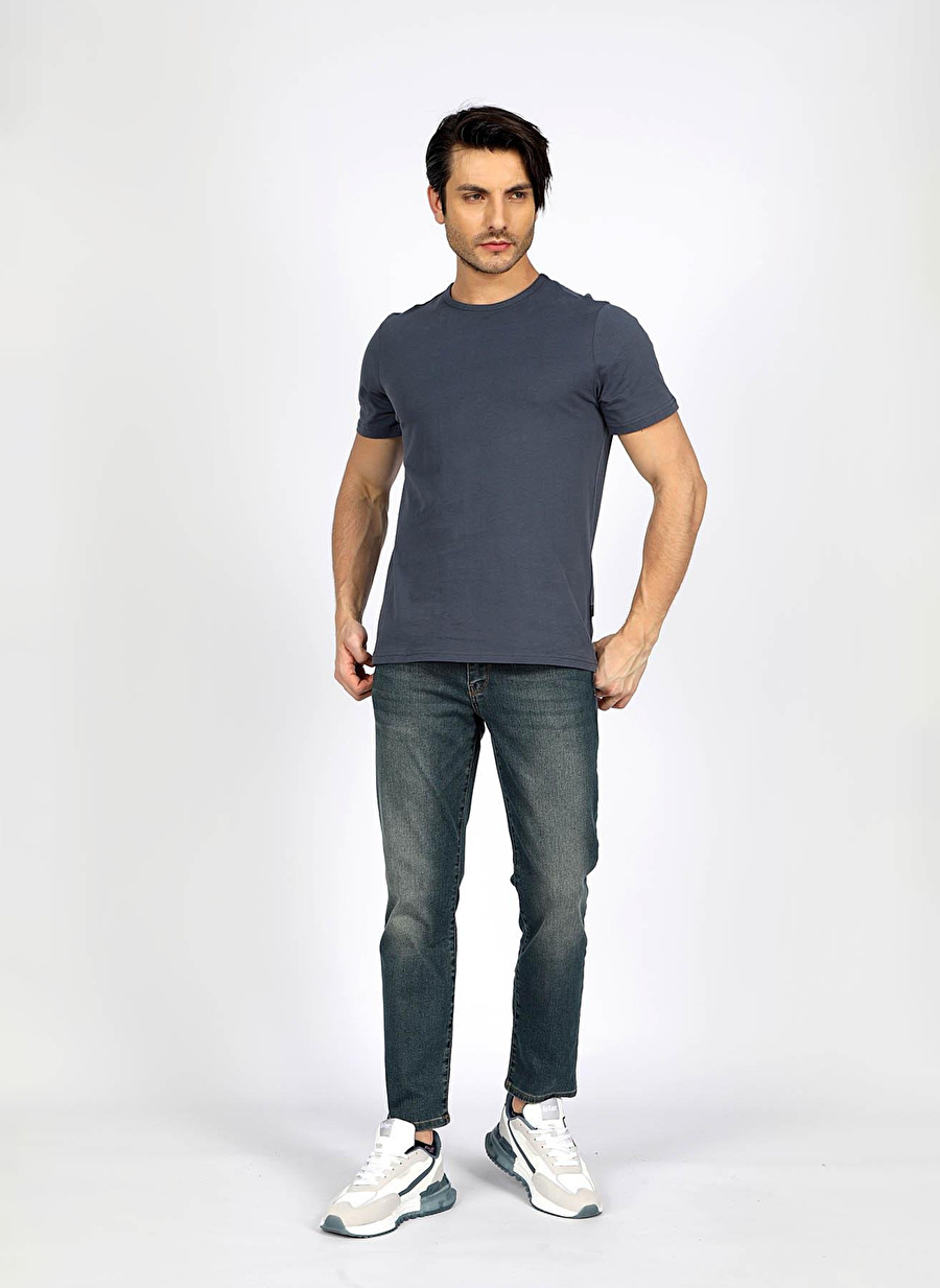 Lee Cooper Yuvarlak Yaka İndigo Erkek T-Shirt 242 LCM 242010 MARELO İNDİGO