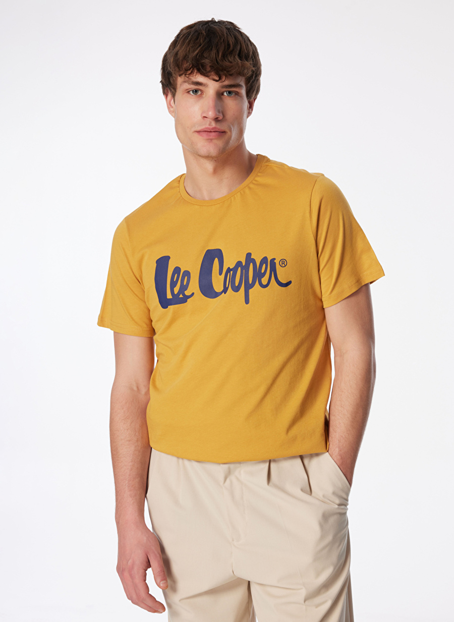 Lee Cooper Yuvarlak Yaka Sarı Erkek T-Shirt 242 LCM 242017 LONDONLOGO SAFRAN