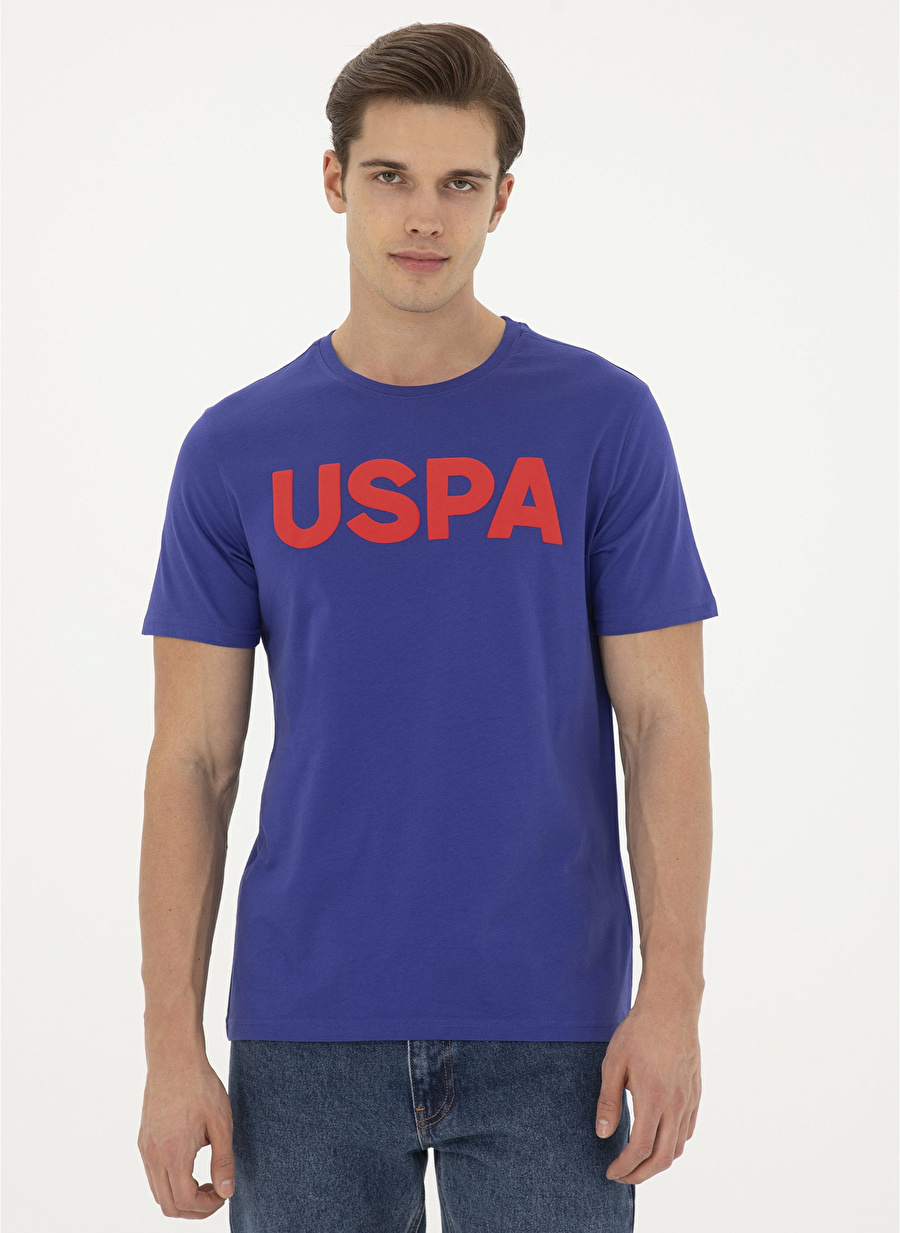 U.S. Polo Assn. Bisiklet Yaka Mavi Erkek T-Shirt GEARTIY024