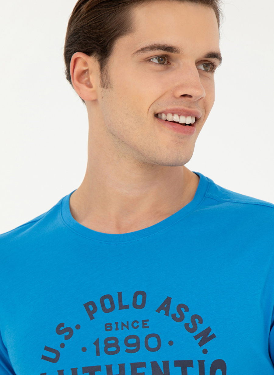 U.S. Polo Assn. Bisiklet Yaka Saks Erkek T-Shirt EVLET